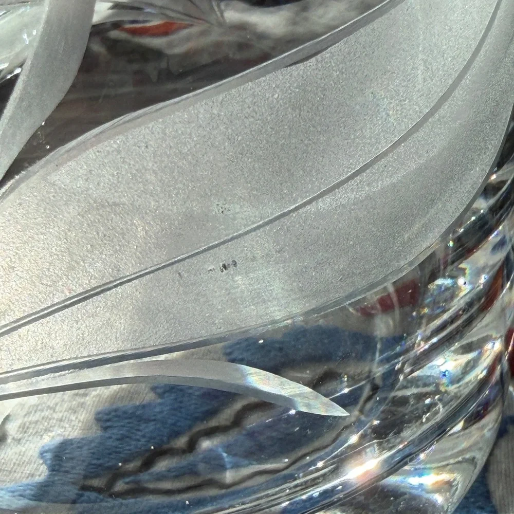 Made in Portugal Etched Glass Ice Bucket Air Bubbles Leaf Barware Vintage 5in